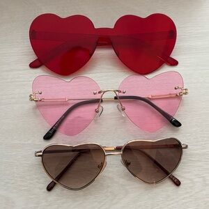 Heart shaped sunglasses bundle of three styles
